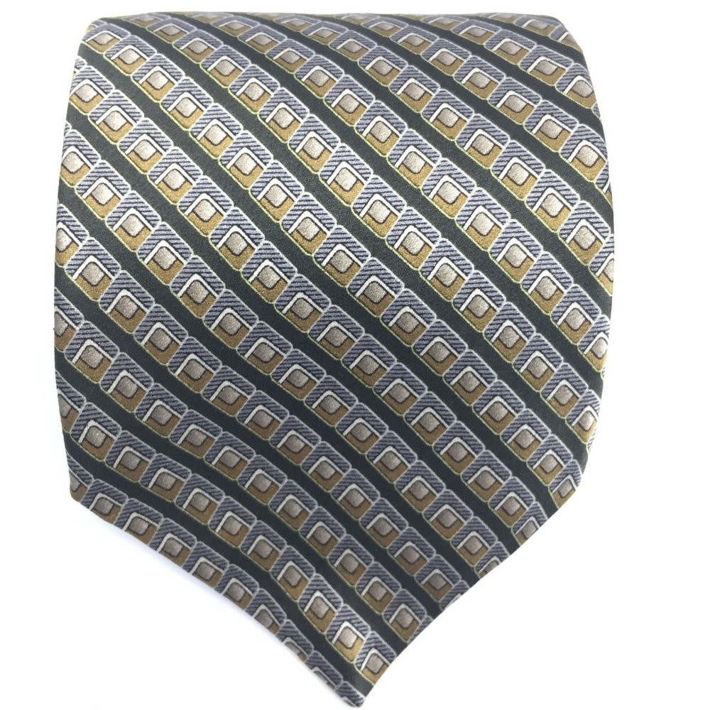 Geoffrey Beene Geometric Pattern 100% Silk Necktie